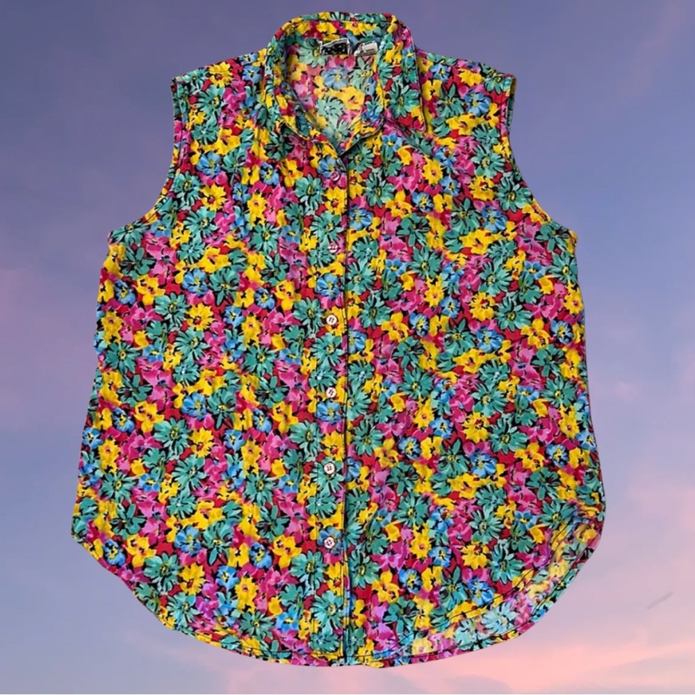 Vintage 90s Speed Limit MPH Floral Button Up Tank Size L